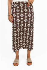 Rok met print en split - bruin