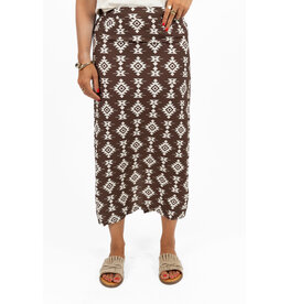 Rok met print en split - bruin