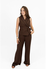 21Jewelz Co-ord set met strik gilet  - bruin