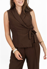 21Jewelz Co-ord set met strik gilet  - bruin