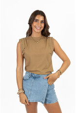 21Jewelz Mouwloze top met studs - camel