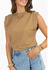 21Jewelz Mouwloze top met studs - camel
