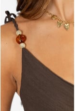 21Jewelz Lange jurk met kraaltjes - bruin