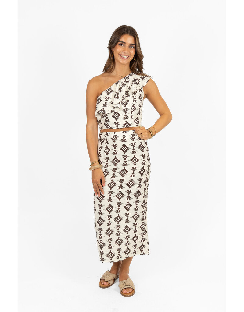 21Jewelz Rok met print en split - ecru