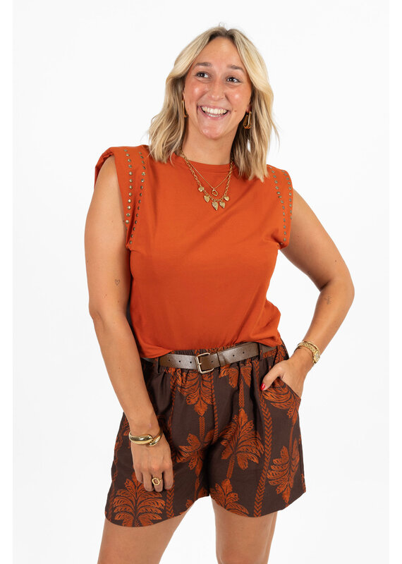 21Jewelz Mouwloze top met studs - roest
