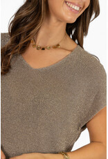 21Jewelz Mouwloze glitter top  - taupe