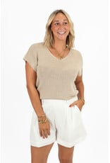 21Jewelz Mouwloze glitter top - beige