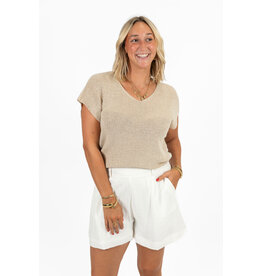 21Jewelz Mouwloze glitter top - beige