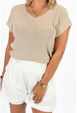 21Jewelz Mouwloze glitter top - beige