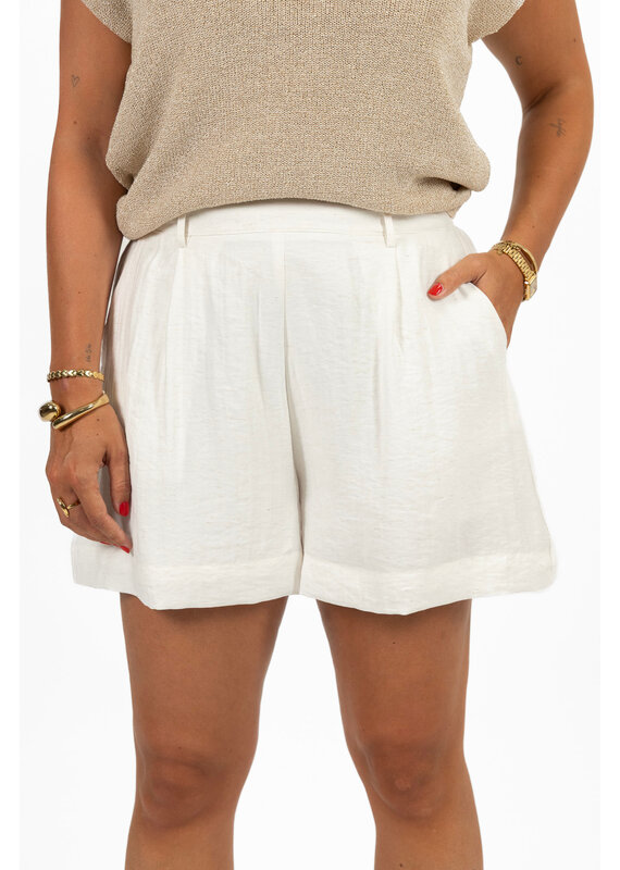 21Jewelz Effen linnenlook shortje - ecru