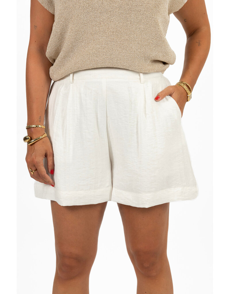 21Jewelz Effen linnenlook shortje - ecru