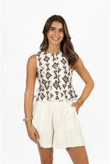 21Jewelz Mouwloos blousje met print - ecru