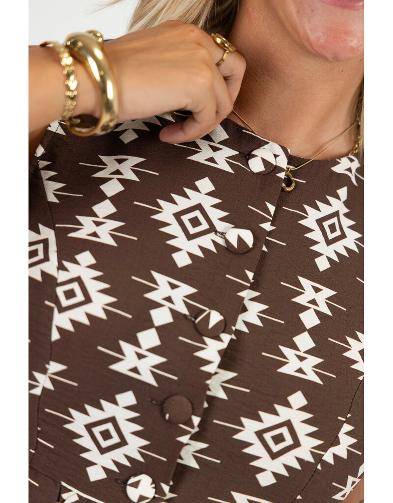 21Jewelz Mouwloos blousje met print - bruin