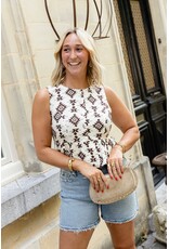 21Jewelz Mouwloos blousje met print - ecru