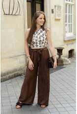 21Jewelz Cropped one shoulder top met print - ecru