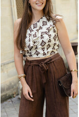 21Jewelz Effen zomer pantalon met strikceintuur - bruin