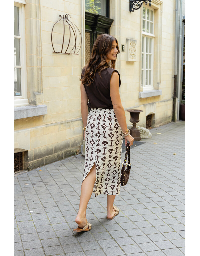 21Jewelz Rok met print en split - ecru