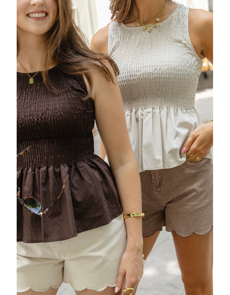 21Jewelz Gesmokte top - beige
