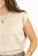 21Jewelz Fijn gebreide top met schoudervulling - beige