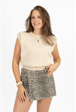 21Jewelz Fijn gebreide top met schoudervulling - beige