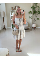 21Jewelz Mouwloos jurkje met koordje & ruches - beige