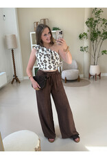 21Jewelz Cropped one shoulder top met print - ecru