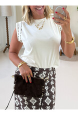 21Jewelz Mouwloze top met studs - ecru