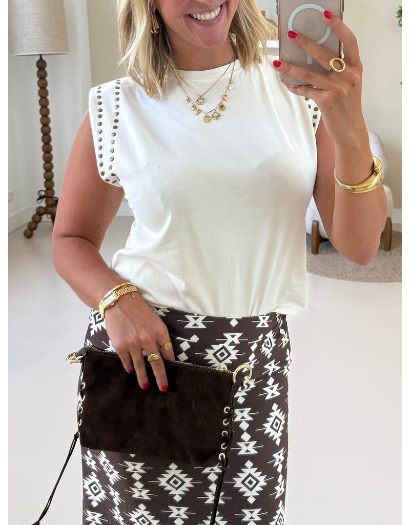 21Jewelz Mouwloze top met studs - ecru