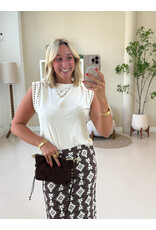 21Jewelz Mouwloze top met studs - ecru