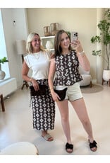 Rok met print en split - bruin