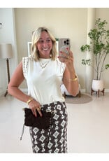 Rok met print en split - bruin
