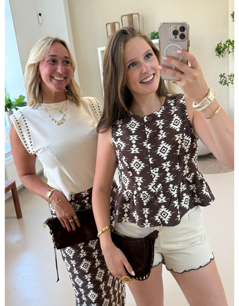 21Jewelz Mouwloos blousje met print - bruin
