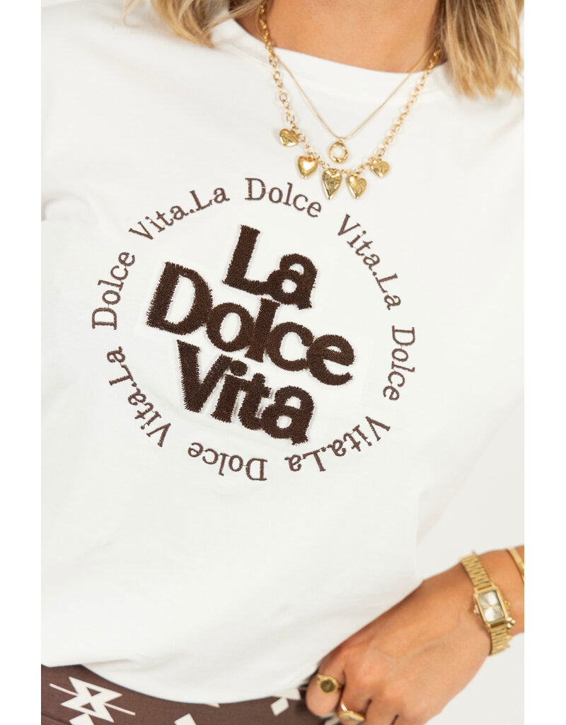 21Jewelz La dolce vita shirt - wit/bruin