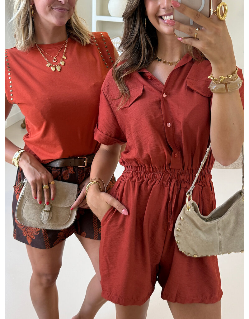 21Jewelz Effen playsuit met koordje - roest