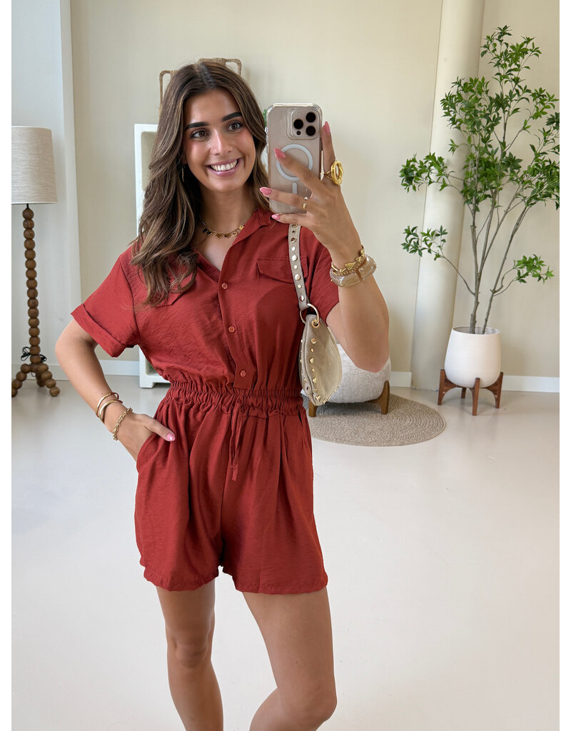 21Jewelz Effen playsuit met koordje - roest