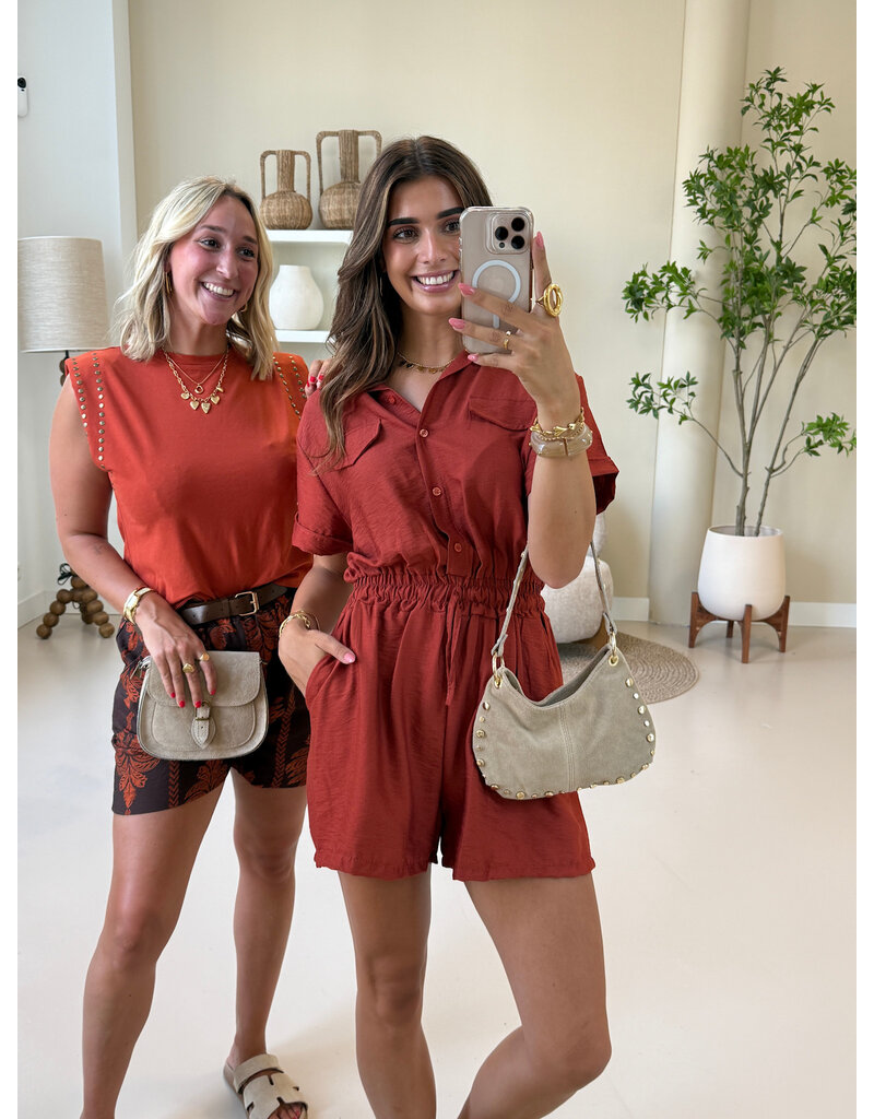 21Jewelz Mouwloze top met studs - roest