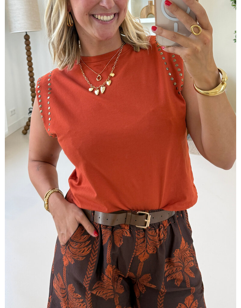 21Jewelz Mouwloze top met studs - roest