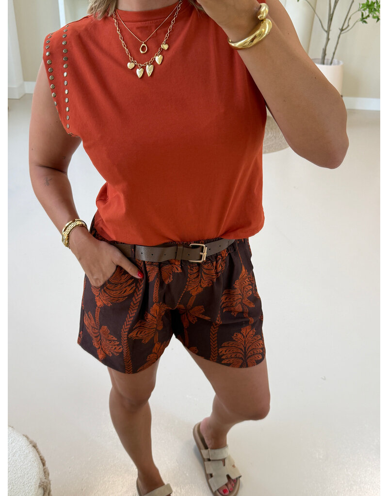 21Jewelz Short met riem & palmboomprint - bruin