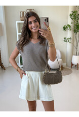 21Jewelz Mouwloze glitter top  - taupe