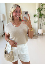 21Jewelz Effen linnenlook shortje - ecru