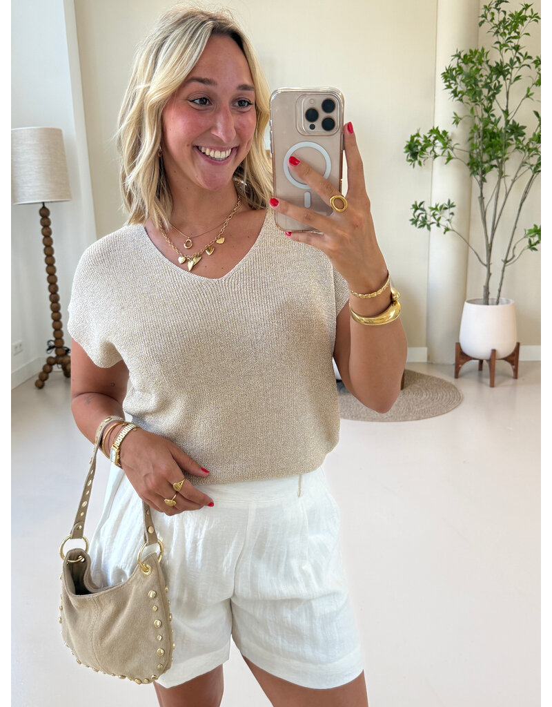 21Jewelz Effen linnenlook shortje - ecru