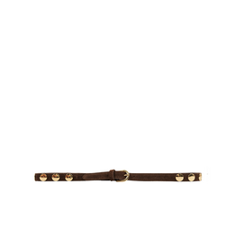 21Jewelz Suede riem met gouden studs - donkerbruin