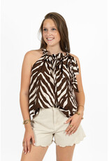 21Jewelz Mouwloze top met strik en zebraprint - ecru