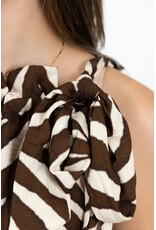21Jewelz Mouwloze top met strik en zebraprint - ecru