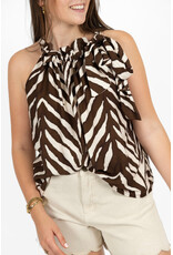 21Jewelz Mouwloze top met strik en zebraprint - ecru