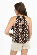 21Jewelz Mouwloze top met strik en zebraprint - ecru