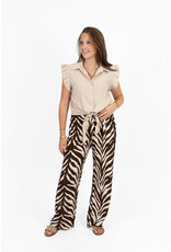 21Jewelz Zomer pantalon met ceintuur en zebraprint - ecru