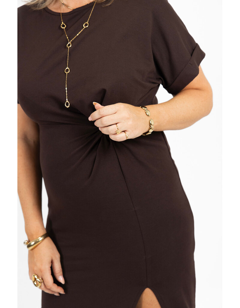 21Jewelz Lange jurk met knoopdetail - bruin