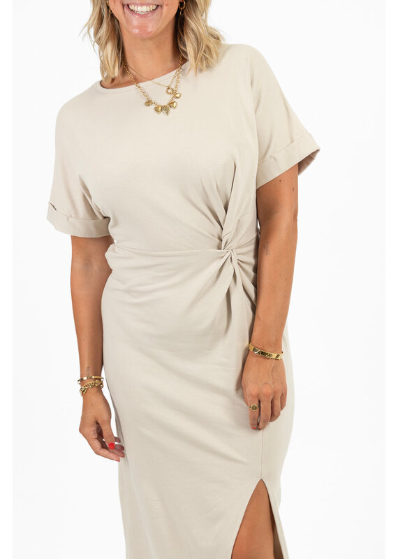 21Jewelz Lange jurk met knoopdetail - beige