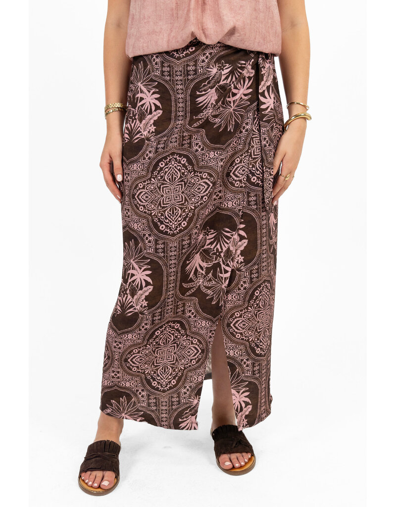 21Jewelz Wikkelrok met zomerse print - bruin/roze